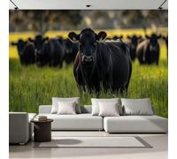 NYSMGS Papier Peint Panoramique Intissé Vache Angus 400x280 Déco Maison | Fresque murale photo effet 3D, décoration murale moderne Animal De Ferme adapté salon, chambre, bureau S-154