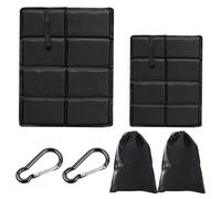 NyxSeat Lot de 2 coussins d'extérieur, 29 x 40 cm, pour enfant, coussin pliant, avec 2 mousquetons, convient pour les pique-niques, l'alpinisme, la course, le camping, la pêche (noir)
