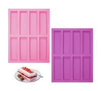 NyxSeat Lot de 2 moules en silicone à 8 grilles, rectangulaires, barres de céréales, barres énergétiques, moule à biscuits, outil de cuisson facile à démouler