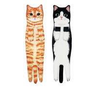 NyxSeat Lot de 2 serviettes pour chat, personnalisées et intéressantes, serviettes suspendues, douces et absorbantes, décoration de salle de bain et de cuisine, cadeau pour les amoureux des chats