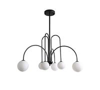 NZDY Sputnik Lustre 6 Lumières Nordique Moderne Pendentif Luminaire Mid Century Lustre Industriel Fer Plafonnier Luminaire Pour Salle À Manger Salon,Noir,100X85Cm (39X33 Pouces)