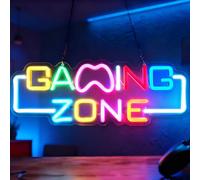 Nzkeuf Gaming Zone Panneau Néon LED Coloré, Game Lettre Lumineuse, Neon Mural Dimmable pour Décoration mit USB Stromversorgung pour Salles de Jeux, Cadeaux pour Gamers Adolescents, Hommes