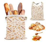 Nzkeuf Lot de 2 sacs à pain en cire d'abeille réutilisables avec cire d'abeille - Grand sac à pain - 43 cm x 33 cm - Avec mousqueton - Pour baguettes et levres