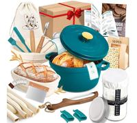NZQXJXZ Cocotte en Fonte Émaillée, 5.7L Cocotte Panier de Levage de Pain Banneton, Batterie de Cuisine Robuste pour Braiser Ragoûts Rôtir Pain avec Banneton En Rotin Naturel
