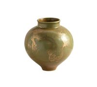 Nzzkoides Vase Décoratif Rond, Vase en Céramique Moderne, Ornement pour Salon, Chambre à Coucher, Centre De Table à Manger, Hôtel, Bureau, Taille 15 * 15 * 17cm(Size:15 * 15 * 17CM,Color:Vert)