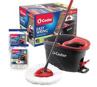 O-Cedar EasyWring Système de Nettoyage de Sol en Microfibre avec Seau et 2 recharges supplémentaires, Rouge/Gris