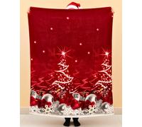 o-day Couverture de Noël 130 x 160 cm en polaire douce 100 % polyester pour canapé et lit (motif arbre étoilé, 160 x 130 cm)