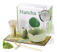 O OLAX 7 pièces Matcha Kit, Matcha Whisk Set, Fouet Matcha, Bol Matcha, Support Chasen, Cuillère de Matcha, Tamis de Matcha, pour la maison, le bureau et la salle de thé