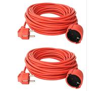 O&W Security Lot de 2 rallonges Schuko - 10 m - IP44 - Orange - Contact de protection de type F - Pour l'intérieur et l'extérieur - Rallonge flexible pour jardin/atelier (V13)