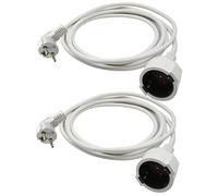 O&W Security Lot de 2 rallonges Schuko 5 m blanc - IP20 pour l'intérieur, contact de protection type F avec sécurité enfant, 3 x 1,5 mm², rallonge flexible mâle/coupleur