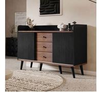 O.Ye Buffet en bois moderne noir avec trois tiroirs,grain délicat,buffet dans la chambre et le salon avec étagèr COMMODE DE CHAMBRE