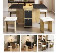 O.Ye Ensemble table à manger et chaises noires,4 chaises,table à manger pliante,table à manger extensib TABLE A MANGER AVEC CHAISES