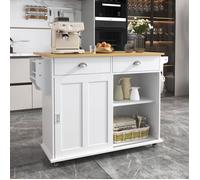 O.Ye Îlot central minimaliste blanc, chariot de salle à manger, comptoir pliable, porte de rangement complète . blanc ILOT CENTRAL