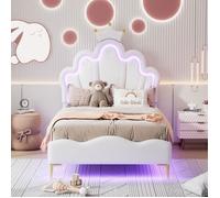 O.Ye Lit simple, Lit rembourré, pour fille, princesse, 90 x 200 cm,blanc,avec tête de lit rembourrée en forme de c STRUCTURE DE LIT