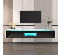 O.Ye - Meuble TV 180 cm avec LED, Meuble tv Suspendu ou au Sol salon avec 3 Portes, Armoire de rangement Polyvalent, Bl SOUS MEUBLE