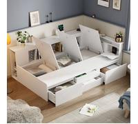 O.YeLit simple multifonctionnel pour enfant90x200cm-Grand espace rangement-Tiroir,bibliothèque,meuble rangement-Sans m LIT EVOLUTIF