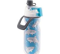 O2COOL Bouteille d'eau brumisateur Mist 'N Sip pour Enfants 2-en-1 Fonction Brumisation et Sipper Avec Bec Verseur Anti-fuite pour Enfants Bouteille d'eau de sport - 350 ml (Requins)