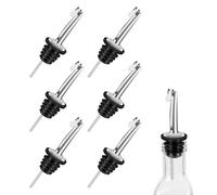 Oaioya 6 Pcs Becs Verseurs Réutilisable en Acier Inoxydable avec Couvercle Anti-Poussière, Conique Bouteille Anti-Fuite, Verseur de Bec de Bouteille pour Vin, Huile, Vinaigre, Boissons et Cocktails