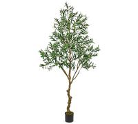 Oairse Arbre d'olivier artificiel de 213 cm/7 pieds - Plantes d'oliviers artificielles décoratives avec fruits d'olive et feuilles en soie - Grande plante artificielle fausse pour sol - Arbre