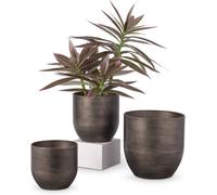 Oairse Ensemble de 3 pots de fleurs en acier galvanisé, parfait pour la décoration moderne et pots de plantes, zinc décoratif, pour une utilisation intérieure et extérieure, 16,5 cm / 13,5 cm, 12 cm, 