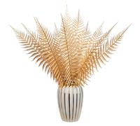Oairse Lot de 12 feuilles de fougère artificielles dorées de 49 cm pour arrangements floraux de mariage, décorations de Noël, projets d'artisanat, vase de maison ou décoration de table