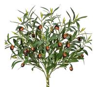 Oairse Lot de 6 branches d'olivier artificielles de 55 cm avec 2 branches d'olivier artificielles avec feuilles de fruits artificielles pour arrangement floral pour vase, maison, bureau, ferme