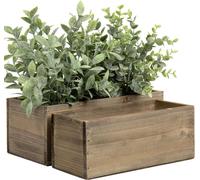 Oairse Set de 2 pots de fleurs Pot de fleurs en bois Décoration vintage Succulentes Orchidées