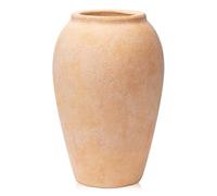 Oairse Vase à fleurs fait à la main en terre cuite de 25 cm de haut, vase vintage en céramique pour fleurs rustiques, décoration antique à large goulot, finition mate pour la maison, le bureau, le