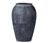 Oairse Vase à fleurs fait à la main en terre cuite de 25 cm de haut, vase vintage en céramique pour fleurs rustiques, décoration antique à large goulot, finition mate pour la maison, le bureau, le