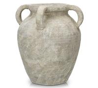 Oairse Vase à fleurs fait à la main en terre cuite de 30 cm de haut - Vase vintage en céramique pour fleurs - Décoration rustique antique avec 4 poignées - Large ouverture - Finition mate - Pour la