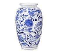Oairse Vase bleu et blanc, vase en céramique bleu pour décoration d'intérieur, vase chinoiserie de 22,6 cm pour fleurs, vase à fleurs en porcelaine bleu et blanc pour salon, salle de bain, centre de