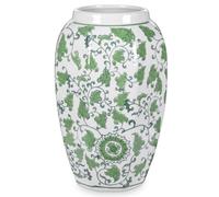 Oairse Vase en céramique vert et blanc pour décoration de la maison - Vase chinoiserie élégant en porcelaine de 21,6 cm - Vases à fleurs pour le salon, la salle de bain, les centres de table et la