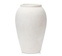 Oairse Vase en fleurs fait main crème 25 cm de haut, vases en terre cuite, vases en céramique vintage pour fleurs, vases rustiques anciens décoratifs à large ouverture à finition mate pour la