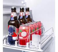 OAKENCREST Organisateur Frigo, Distributeur Auto de Canettes, Rangées Ajustables, Glissière Poussoir, Rangement 16 Canettes, Profondeur 31 cm, Idéal pour Cuisine, Camping Car ou Armoire