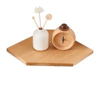 OAKERLAND Étagère d'angle Bois Massif, Étagère d’Angle Flottante en Chêne avec Trou métallique pour câble, Petite étagère d'angle Murale pour Plantes, Chambre à Coucher, Salon, Cuisine (30 cm)
