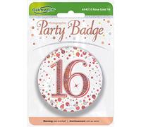 OakTree Badge de 7,6 cm pour 16e anniversaire - Or rose scintillant - holographique