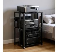 OAKVYNE Meuble Chaine HiFi Armoire De Rack Audio, Rack Audio HiFi Support AV Media À 2/3 Niveaux, Meuble Chaine HiFi Multimédia pour Platine Vinyle Et Console De Jeux(Style 2)