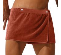 Oanviso Serviette de Bain pour Homme avec Fermeture Velcro et Poche Serviette de Bain en Flanelle Saunakilt Jupe de Serviette de Bain Couleur Solide pour Paréo de Salle de Bain C Marron (30*140)CM