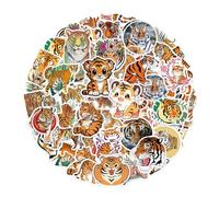 OAOSDH 100 Autocollants Tiger, Autocollants d'animaux, Autocollants Créatifs, Autocollants Imperméables, Peuvent Décorer des Bouteilles d'eau, des Bagages, des Cahiers.