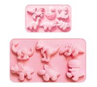 OAOSDH 2 Pièces Moule De Silicone De Dinosaure Rose, Moisissure De Chocolat Polyvalente, Biscuits À Pâtisserie Maison Bricolage Maison, Outils De Cuisson De Cuisine.
