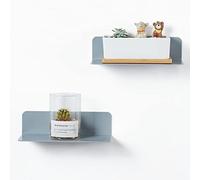 OAPRIRE Etagere Murale Lot de 2 avec 4 Clips Câble, Etagere Murale pour Chambre, Salle de Bains, Cuisine, Salon, Bureau, 22,9cm etagères murales en Acrylique, Gris