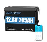 Oasesenergy Bluetooth 12V 200Ah(205Ah) LiFePO4 Batterie, BMS 200A amélioré, jusqu'à 15000 Cycles, Batterie au Lithium 2624Wh, pour Les systèmes solaires Camping-Cars, caravanes, Bateaux, Camping