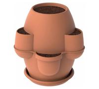 Oasi - Jardinière de Jardin 80x80x80 cm avec 6 poches périphériques et soucoupe Terracotta