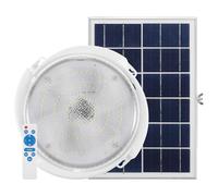 OATIPHO Plafonnier Solaire Rond 100w, 120 LED 2835, Minuterie pour Couloir | ABS Moderne Ip67, Batterie 6000mah 3,2v, Télécommande 5 à 10m, Patio Couvert