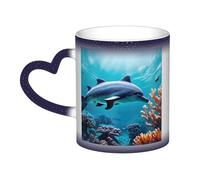 OAZCVBNN Magnifique tasse en céramique avec impression de dauphins du monde sous-marin et ciel étoilé - Cadeau idéal pour un anniversaire ou un anniversaire de mariage
