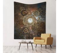 ObabO Tapisserie murale en velours avec horloge Steampunk - 152,4 x 139,5 cm - Pour décoration d'intérieur, salon, dortoir, bon drapé
