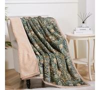 Obal William Morris - Couverture Polaire Sherpa, jeté de lit Moelleux et Douillet pour canapés, couvertures décoratives en Microfibre (chèvrefeuille, lit Simple/Double, 150 x 200 cm)