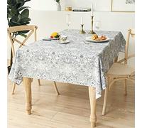 Obal William Morris - Nappe rectangulaire grise au design original résistante à l'eau - Nappe de cuisine et de salle à manger lavable - 260 x 152 cm (gris Strawberry Thief)