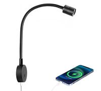 Obeaming Lampe de Lecture 12V LED Spot 3200K (Dimmable) et Veilleuse Rouge Douce, Équipé de Ports USB-C Chargeur, Flexible Col de Cygne Applique pour Camping-Car Bateau Caravane Voiture (1 pièce)