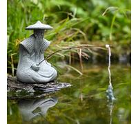 Obelunrp Décor Japonais, Figurines de pêche assises en résine Vintage pour Aquarium, bonsaï, Jardin Zen, Aquarium, Micro-Paysage, Table, Ornements de Jardin